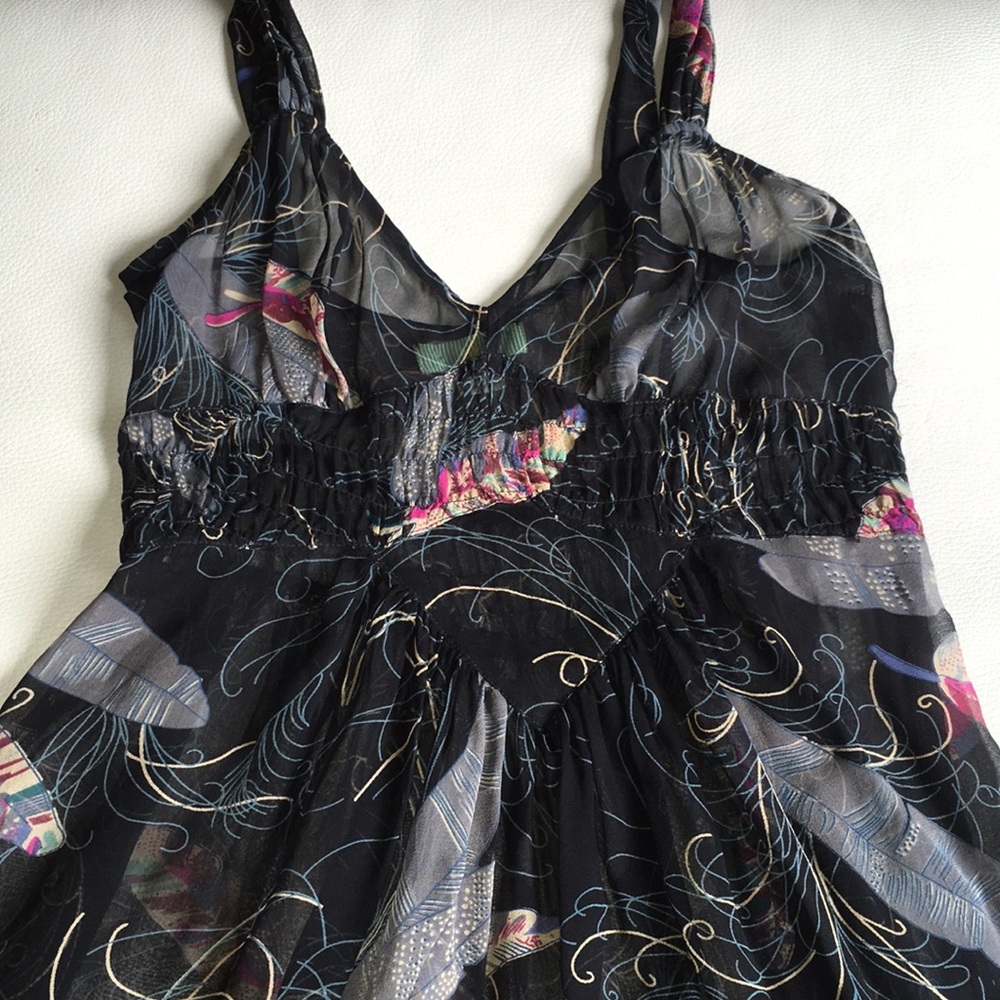 Lil for Anthropologie Sheer Floral Black Dress